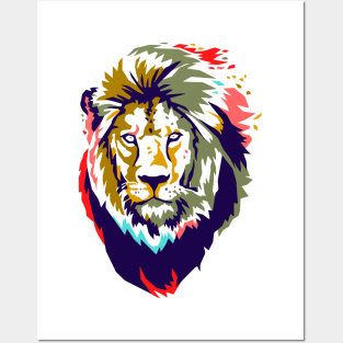 full color lion head shirt Posters and Art